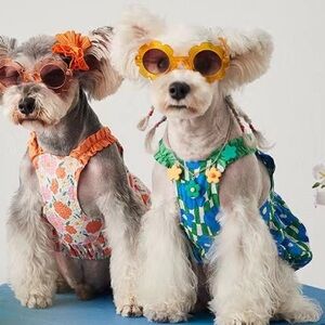 NWT Green geometric Seersucker lightweight Dog dress